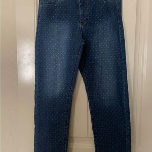 Women with Control Dark Blue Skinny Jeans with Polka Dot Print